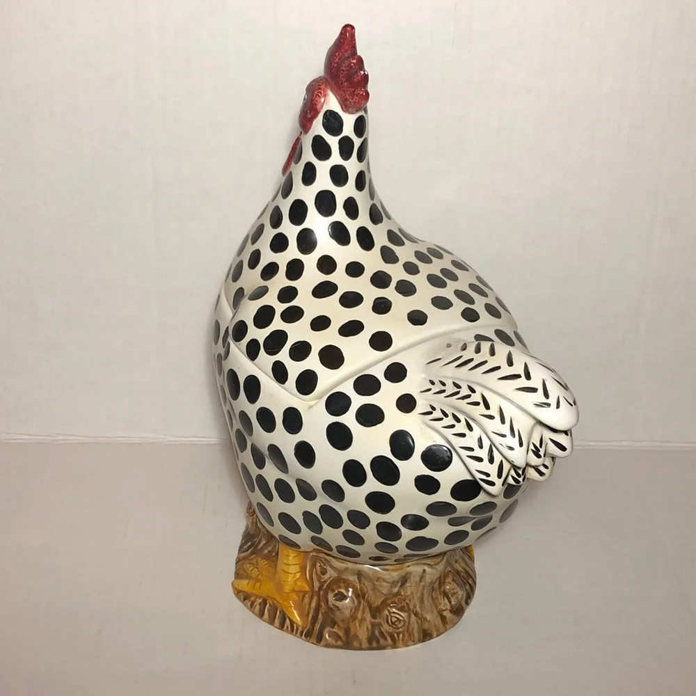COOKIE JAR ROOSTER Spotted Ceramic Serveware by Sakura - Picture 5 of 11